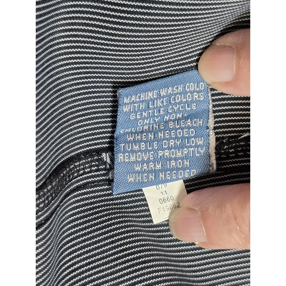 Breakwater Mens Shirt Pin Stripes Large Gray & Black Short Sleeve Rayon Button - Picture 10 of 16